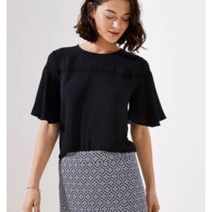 LOFT Lacy Flutter Mixed Media Top